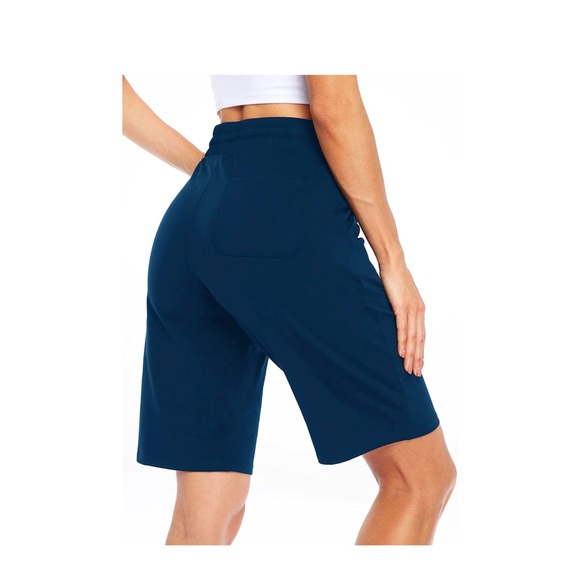 Willit Women's Shorts 10" Bermuda Cotton Long Shorts NWT - Navy - NWT Small - Picture 5 of 8